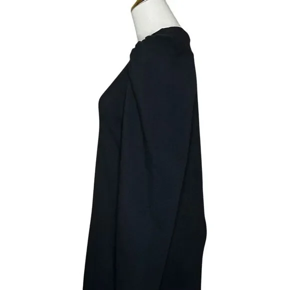 Revamped Womens Black Long Sleeve Midi Dress Size S Puff Sleeve Round Neck - Picture 14 of 16